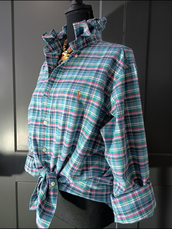 Ralph Lauren Tops - Upcycled Women's Ralph Lauren Ruffled Collar Shirt #049